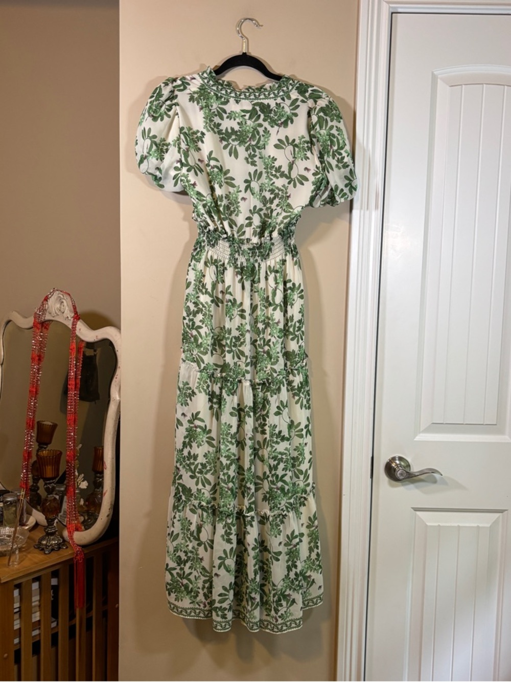 Max Studio White Maxi Dress with Green Floral Print - Picture 6 of 6